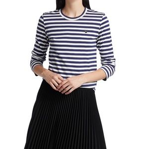 Comme Des Garçons PLAY striped navy white small heart shirt L